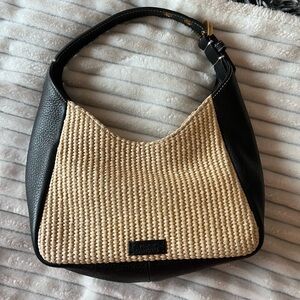 Vince Camuto Black and Tan mini Woven Hobo Bag